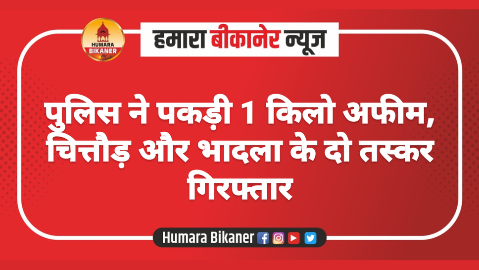 पुलिस ने पकड़ी 1 किलो अफीम, चित्तौड़ और भादला के दो तस्कर गिरफ्तार