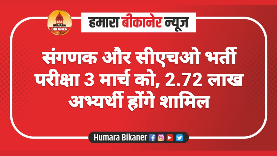 संगणक और सीएचओ भर्ती परीक्षा 3 मार्च को, 2.72 लाख अभ्यर्थी होंगे शामिल