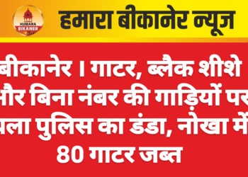बीकानेर । गाटर, ब्लैक शीशे और बिना नंबर की गाड़ियों पर चला पुलिस का डंडा, नोखा में 80 गाटर जब्त