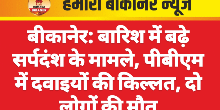 बीकानेर: बारिश में बढ़े सर्पदंश के मामले, पीबीएम में दवाइयों की किल्लत, दो लोगों की मौत