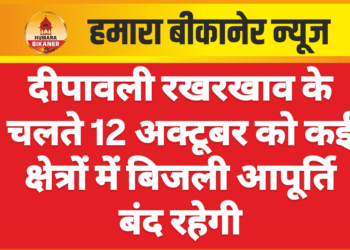 दीपावली रखरखाव के चलते 12 अक्टूबर को कई क्षेत्रों में बिजली आपूर्ति बंद रहेगी