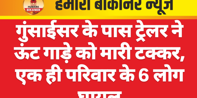 गुंसाईसर के पास ट्रेलर ने ऊंट गाड़े को मारी टक्कर, एक ही परिवार के 6 लोग घायल