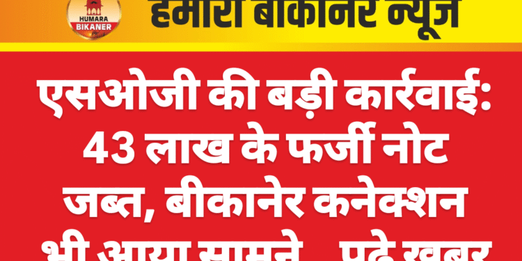 एसओजी की बड़ी कार्रवाई: 43 लाख के फर्जी नोट जब्त, बीकानेर कनेक्शन भी आया सामने…पढ़े खबर