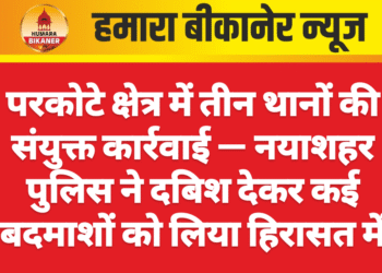 परकोटे क्षेत्र में तीन थानों की संयुक्त कार्रवाई — नयाशहर पुलिस ने दबिश देकर कई बदमाशों को लिया हिरासत में