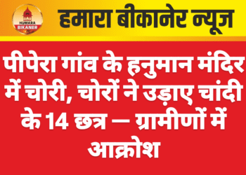 पीपेरा गांव के हनुमान मंदिर में चोरी, चोरों ने उड़ाए चांदी के 14 छत्र — ग्रामीणों में आक्रोश