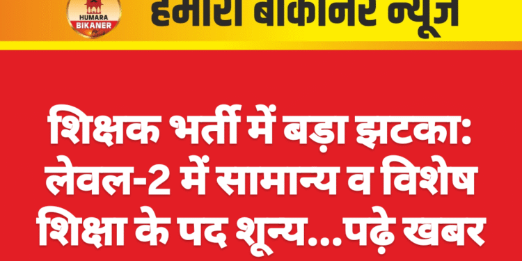 शिक्षक भर्ती में बड़ा झटका: लेवल-2 में सामान्य व विशेष शिक्षा के पद शून्य…पढ़े खबर