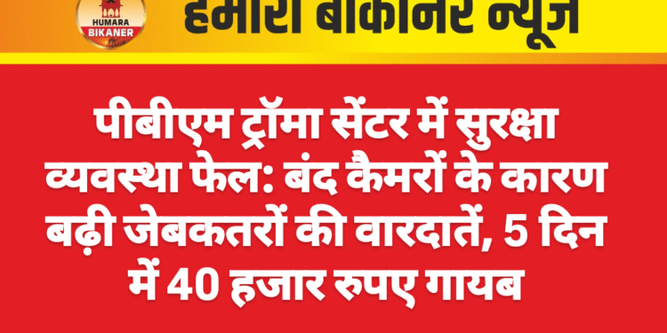 पीबीएम ट्रॉमा सेंटर में सुरक्षा व्यवस्था फेल: बंद कैमरों के कारण बढ़ी जेबकतरों की वारदातें, 5 दिन में 40 हजार रुपए गायब