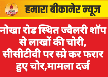 नोखा रोड स्थित ज्वैलरी शॉप से लाखों की चोरी, सीसीटीवी पर स्प्रे कर फरार हुए चोर
