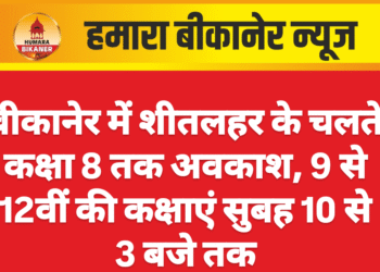 बीकानेर में शीतलहर के चलते कक्षा 8 तक अवकाश, 9 से 12वीं की कक्षाएं सुबह 10 से 3 बजे तक