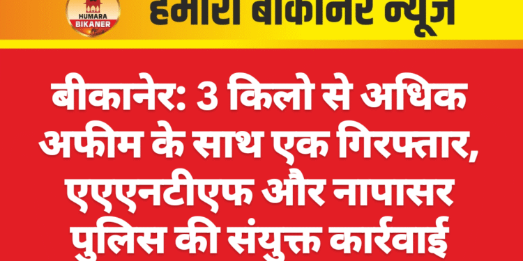 बीकानेर: 3 किलो से अधिक अफीम के साथ एक गिरफ्तार, एएएनटीएफ और नापासर पुलिस की संयुक्त कार्रवाई