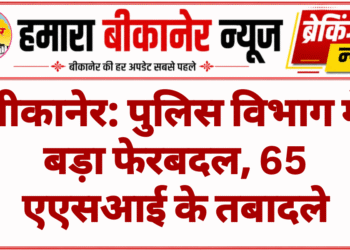 बीकानेर: पुलिस विभाग में बड़ा फेरबदल, 65 एएसआई के तबादले
