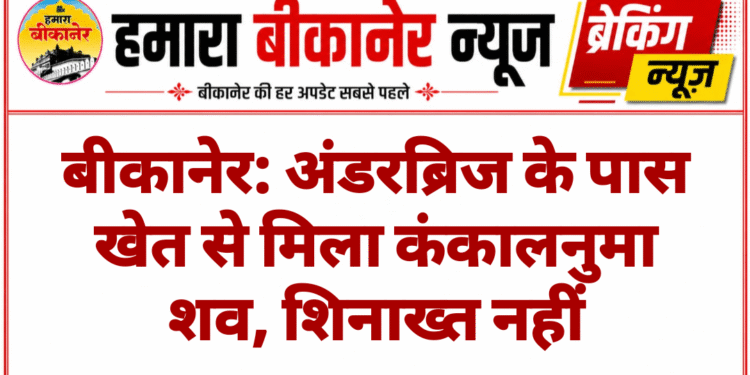 बीकानेर: अंडरब्रिज के पास खेत से मिला कंकालनुमा शव, शिनाख्त नहीं