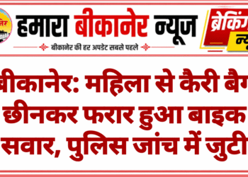बीकानेर: महिला से कैरी बैग छीनकर फरार हुआ बाइक सवार, पुलिस जांच में जुटी