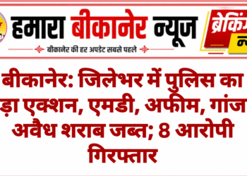 बीकानेर: जिलेभर में पुलिस का बड़ा एक्शन, एमडी, अफीम, गांजा, अवैध शराब जब्त; 8 आरोपी गिरफ्तार