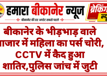 बीकानेर के भीड़भाड़ वाले बाजार में महिला का पर्स चोरी, CCTV में कैद हुआ शातिर,पुलिस जांच में जुटी