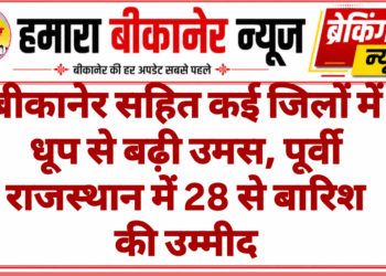 बीकानेर सहित कई जिलों में धूप से बढ़ी उमस, पूर्वी राजस्थान में 28 से बारिश की उम्मीद