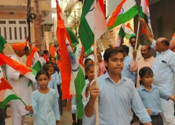 चार विद्यालयों के विद्यार्थियों ने निकाली भव्य तिरंगा यात्रा, राष्ट्रभक्ति के रंग में रंगा भाजपा नयाशहर मंडल