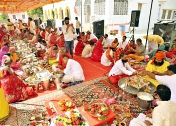 रामझरोखा कैलाशधाम में 108 पार्थिव शिवलिंगों का महारुद्राभिषेक, नशामुक्ति का दिया संदेश