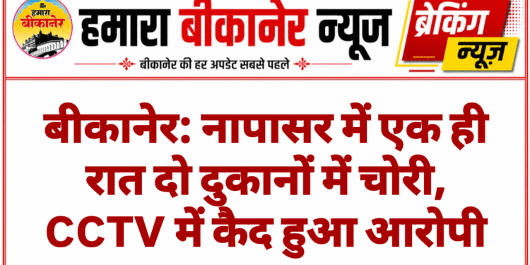 बीकानेर: नापासर में एक ही रात दो दुकानों में चोरी, CCTV में कैद हुआ आरोपी