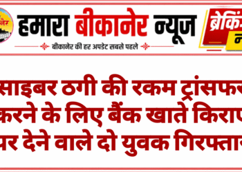 साइबर ठगी की रकम ट्रांसफर करने के लिए बैंक खाते किराए पर देने वाले दो युवक गिरफ्तार