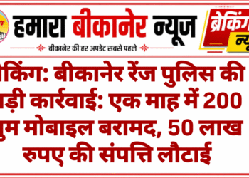 ब्रेकिंग: बीकानेर रेंज पुलिस की बड़ी कार्रवाई: एक माह में 200 गुम मोबाइल बरामद, 50 लाख रुपए की संपत्ति लौटाई