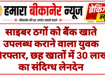 साइबर ठगों को बैंक खाते उपलब्ध कराने वाला युवक गिरफ्तार, छह खातों में 30 लाख का संदिग्ध लेनदेन