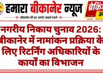 नगरीय निकाय चुनाव 2026: बीकानेर में नामांकन प्रक्रिया के लिए रिटर्निंग अधिकारियों के कार्यों का विभाजन