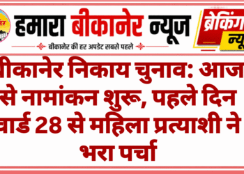 बीकानेर निकाय चुनाव: आज से नामांकन शुरू, पहले दिन वार्ड 28 से महिला प्रत्याशी ने भरा पर्चा