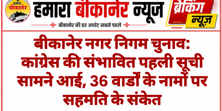 बीकानेर नगर निगम चुनाव: कांग्रेस की संभावित पहली सूची सामने आई, 36 वार्डों के नामों पर सहमति के संकेत
