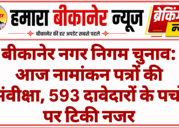 बीकानेर नगर निगम चुनाव: आज नामांकन पत्रों की संवीक्षा, 593 दावेदारों के पर्चों पर टिकी नजर