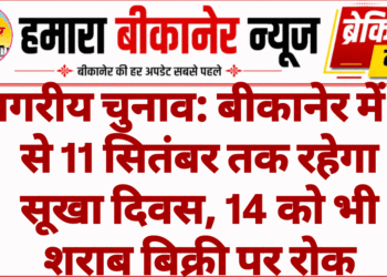 नगरीय चुनाव: बीकानेर में 7 से 11 सितंबर तक रहेगा सूखा दिवस, 14 को भी शराब बिक्री पर रोक