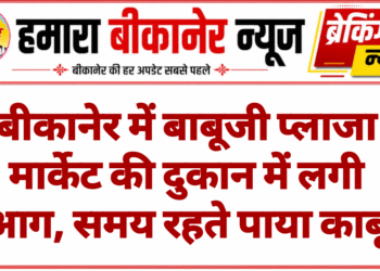 बीकानेर में बाबूजी प्लाजा मार्केट की दुकान में लगी आग, समय रहते पाया काबू