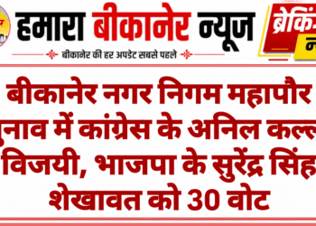 बीकानेर नगर निगम महापौर चुनाव में कांग्रेस के अनिल कल्ला विजयी, भाजपा के सुरेंद्र सिंह शेखावत को 30 वोट