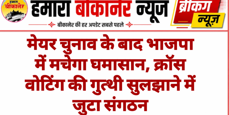 मेयर चुनाव के बाद भाजपा में मचेगा घमासान, क्रॉस वोटिंग की गुत्थी सुलझाने में जुटा संगठन