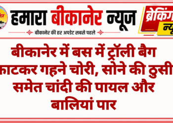 बीकानेर में बस में ट्रॉली बैग काटकर गहने चोरी, सोने की ठुसी समेत चांदी की पायल और बालियां पार