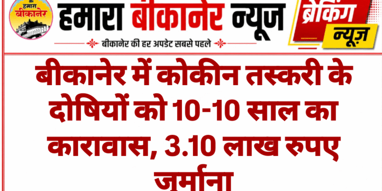 बीकानेर में कोकीन तस्करी के दोषियों को 10-10 साल का कारावास, 3.10 लाख रुपए जुर्माना