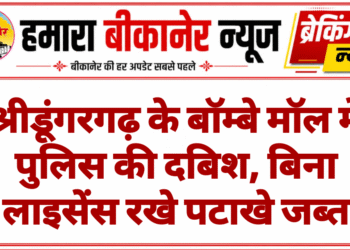 श्रीडूंगरगढ़ के बॉम्बे मॉल में पुलिस की दबिश, बिना लाइसेंस रखे पटाखे जब्त